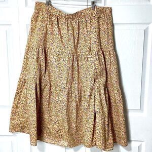 Lane Bryant Floral Maxi Skirt Plus Size 26/28 Flowy High Slit Elastic Waist